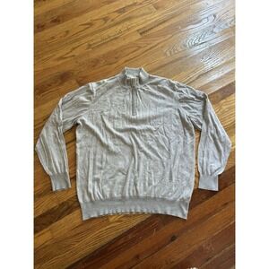 Peter Millar Mens Crown Soft 1/4 Zip Sweater Gray Size Large Talker Club Golf